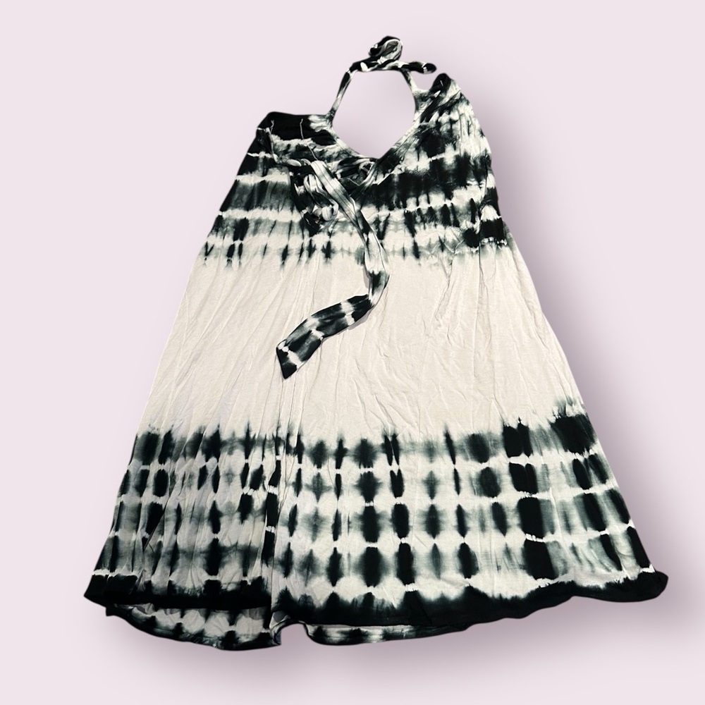 Women's Elan Black And White Tie Dye Halter Rayon/Spandex Dress Size Large - Picture 7 of 10